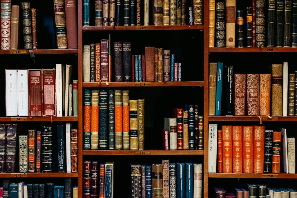 Shelves of legal reference books explaining personal injury law